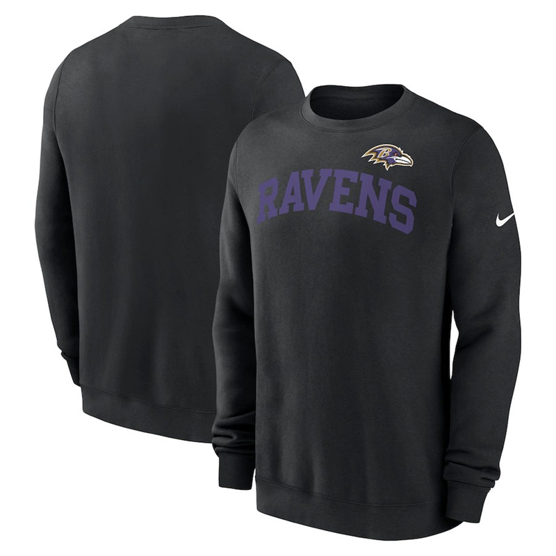 Men's Baltimore Ravens Black Club Pullover Sweatshirt Men's Baltimore Ravens Black Club Pullover Sweatshirt